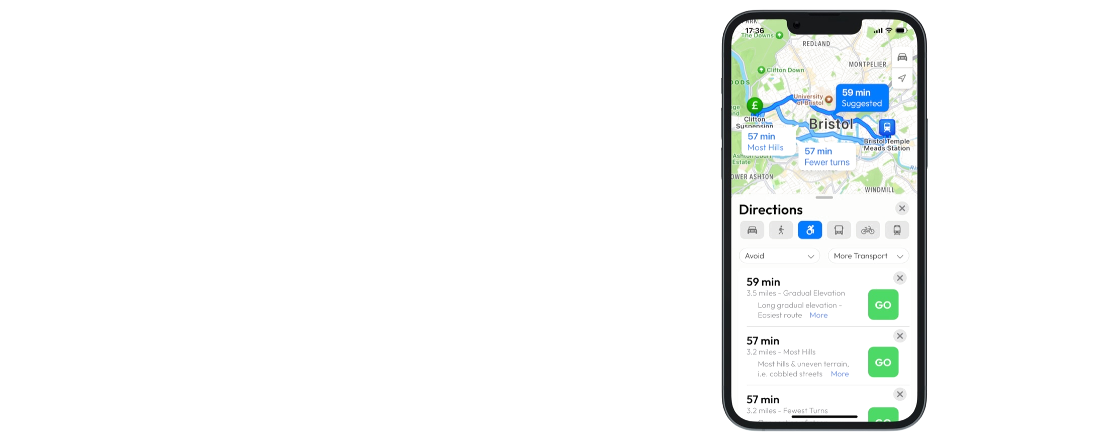 Apple Maps Accessibility concept, 1 of 5: Accessible filter