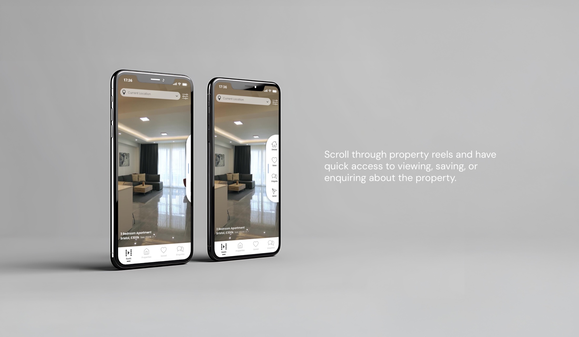 ReelEstate app screens, 2 of 6