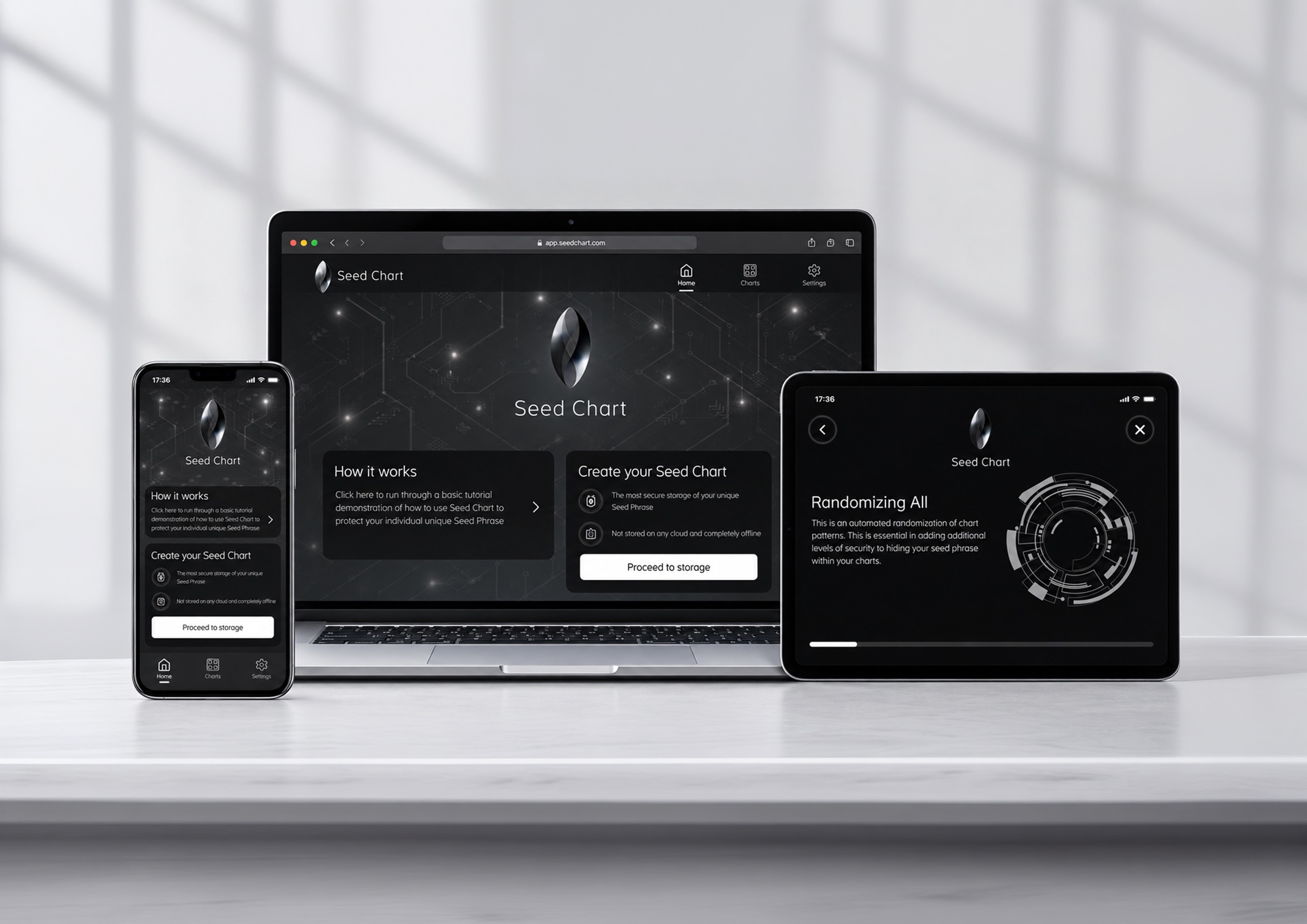 Seed Chart digital product screens